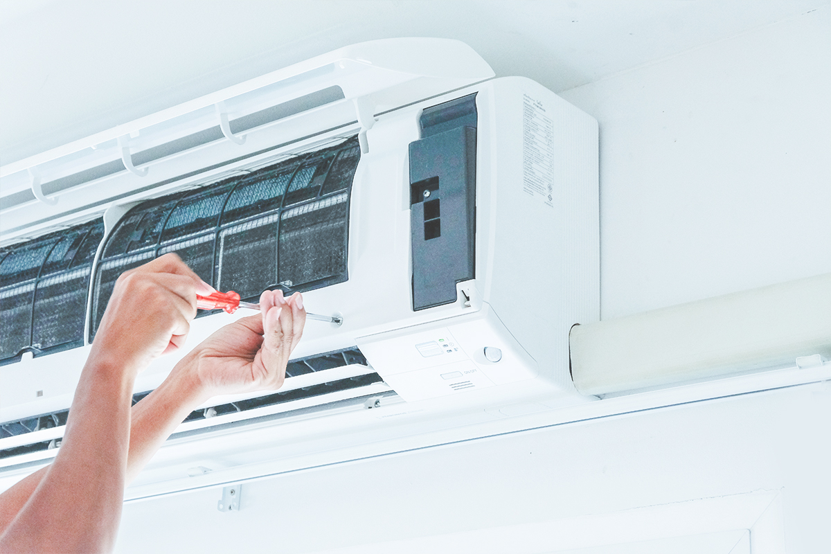 air conditioning installation is going on 
