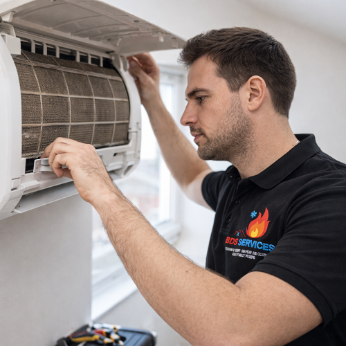 Mechanic repairing Air Conditioning Not Heating or Cooling