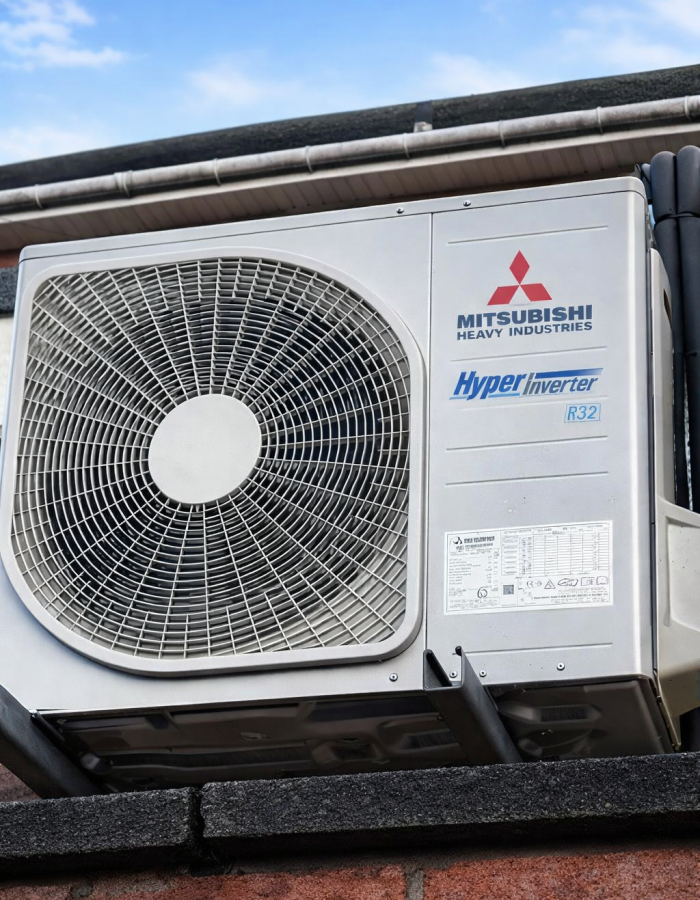 Mitsubishi Heavy Industries Hyper Inverter R32 outdoor unit installed by BDS Services Limited